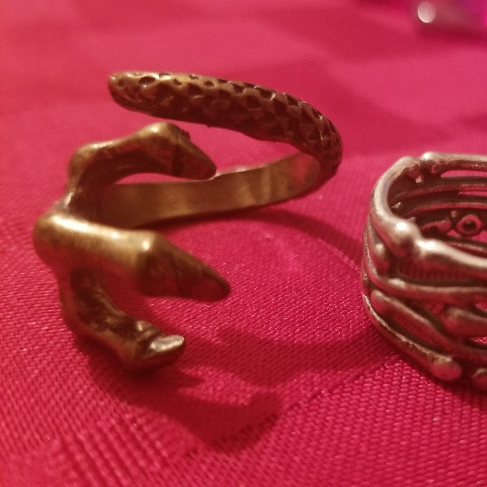 Gold Claw Ring and Bone Ring